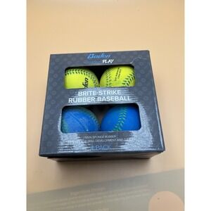 Baden Brite-Strike Rubber Baseball 4 Pack Neon Yellow Blue T-Ball Training Balls